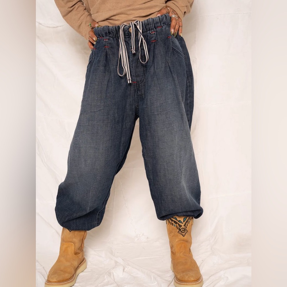 NWOT Dr. Collectors P40 Z Boys Linen Pants Cotton Sunfaded Baggy Wide Leg Large